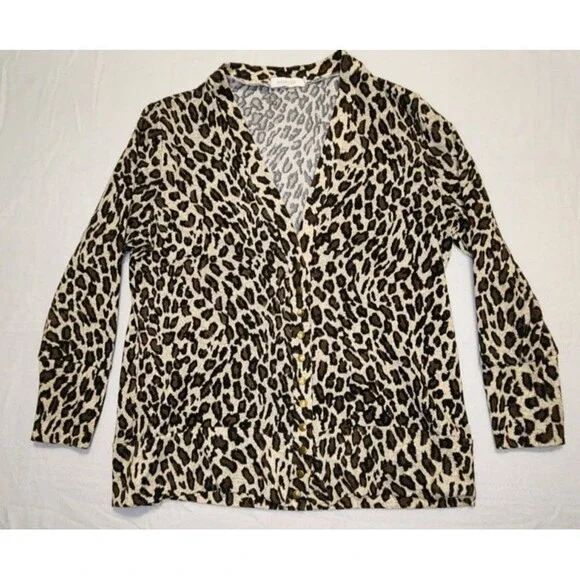 Animal Print Glam Cardigan Womens XL On Trend Luxe Casual - Picture 1 of 9